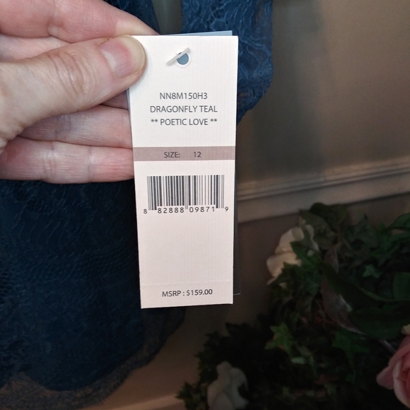 Nanette Lepore Dragonfly Teal "Poetic Love" Special Occasion Lace Dress - Picture 8 of 9